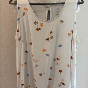 Market & Spruce Women's Floral Tank Top - White with Multicolor Accents